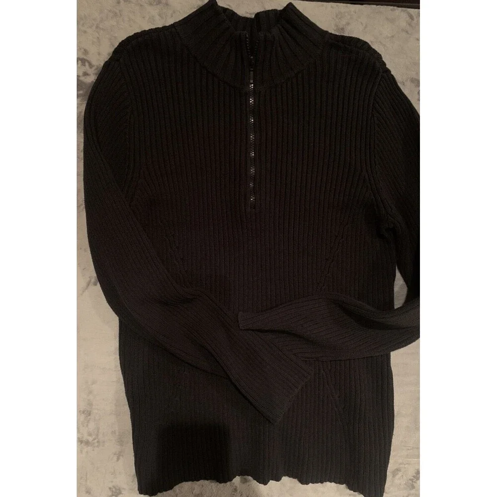 Liz & Co Woman  1X Black 1/4‎ Zip Pullover Ne Neck Sweater Large Heritage